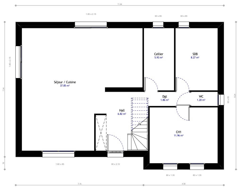 Plan maison individuelle 3 chambres 18 - Habitat Concept