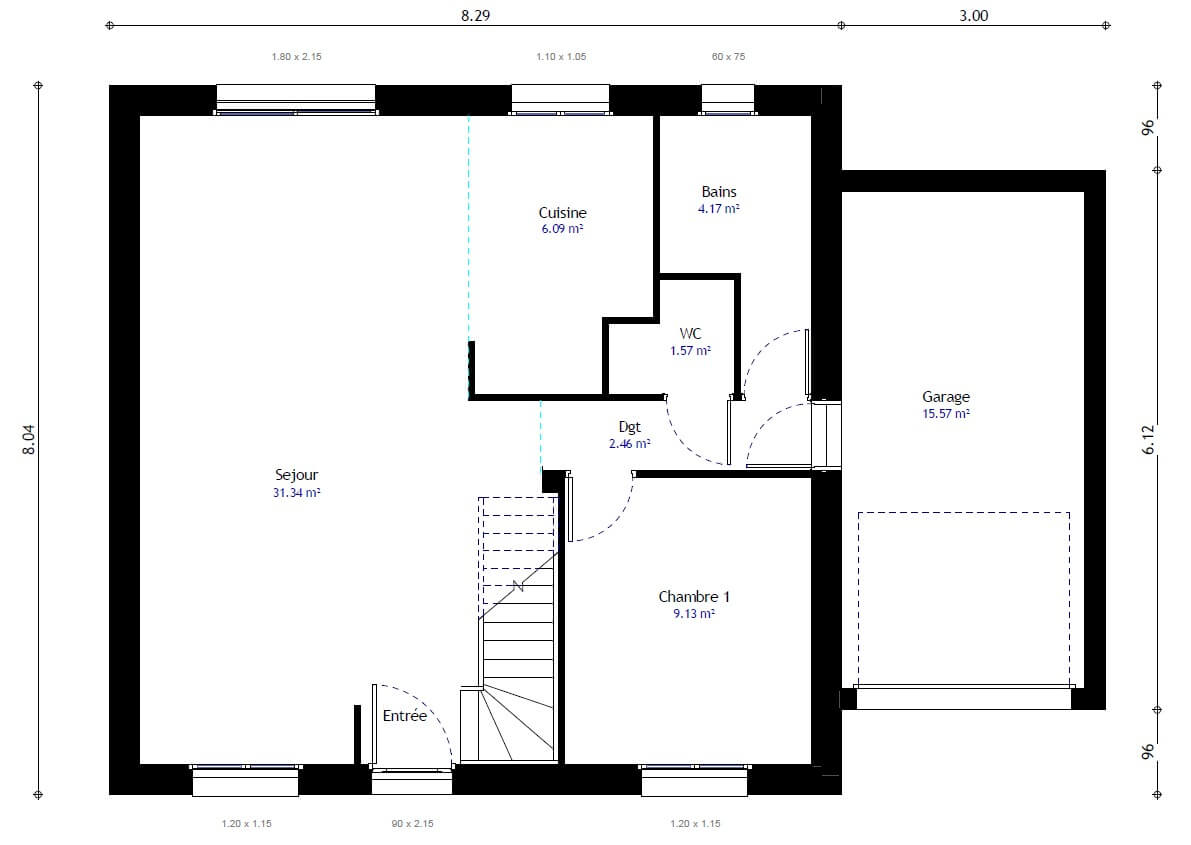 Plan maison individuelle 4 chambres 98 - Habitat Concept