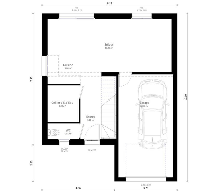 Plan maison individuelle 4 chambres Inya - Habitat Concept