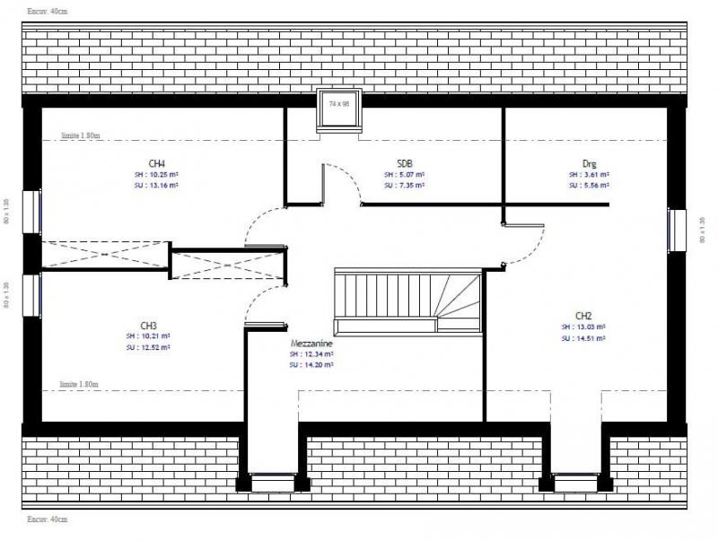 Plan maison contemporaine à étage n°53 - Etage