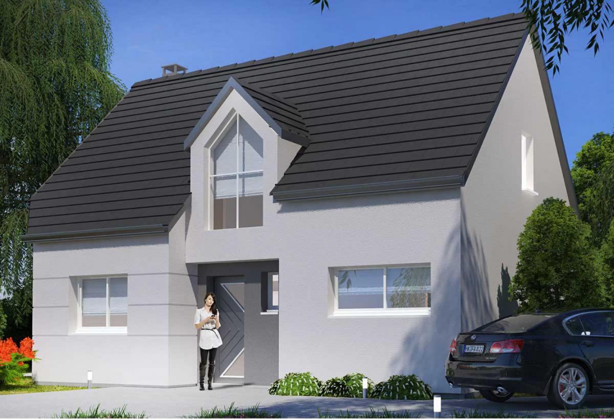 Plan de maison à étage de 101 m², 4 pièces, 3 chambres, 1 salle de bain.