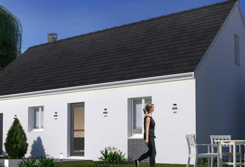 Plan de maison à étage de 80 m², 4 pièces, 3 chambres, 1 salle de bain.