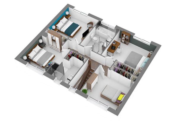 Plan de maison 4 chambres modèle DH 111 - Design Habitat