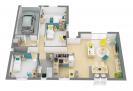 Plan 3D maison traditionnelle plain-pied 92m² 3 chambres et garage n°94 - Etage