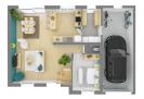 Plan maison 3d contemporaine à étage 23 - rez-de-chaussée