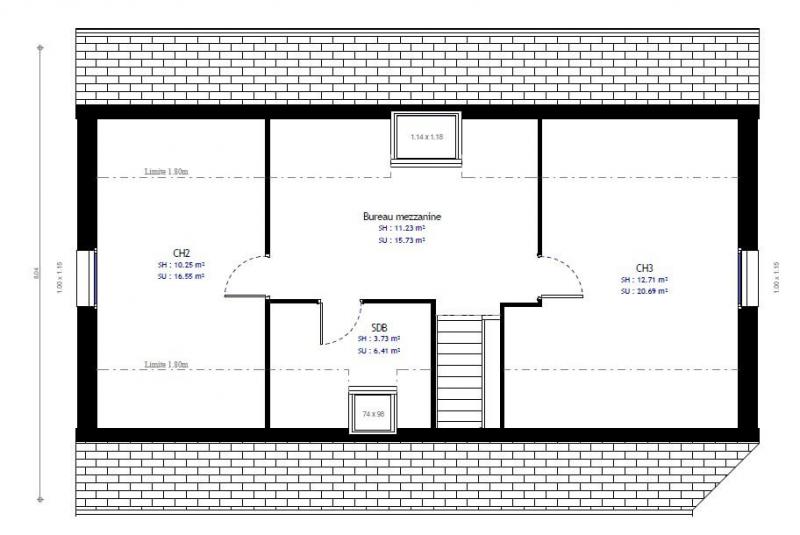 Plan maison à étage contemporaine n°95 - étage