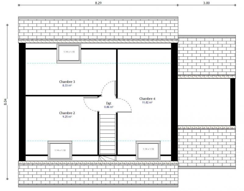 Plan maison contemporaine à étage 85m² 4 chambres avec garage n°98 - étage