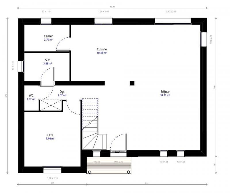 Plan maison contemporaine à étage 97m² 3 chambres n°20 - Rez de chaussée