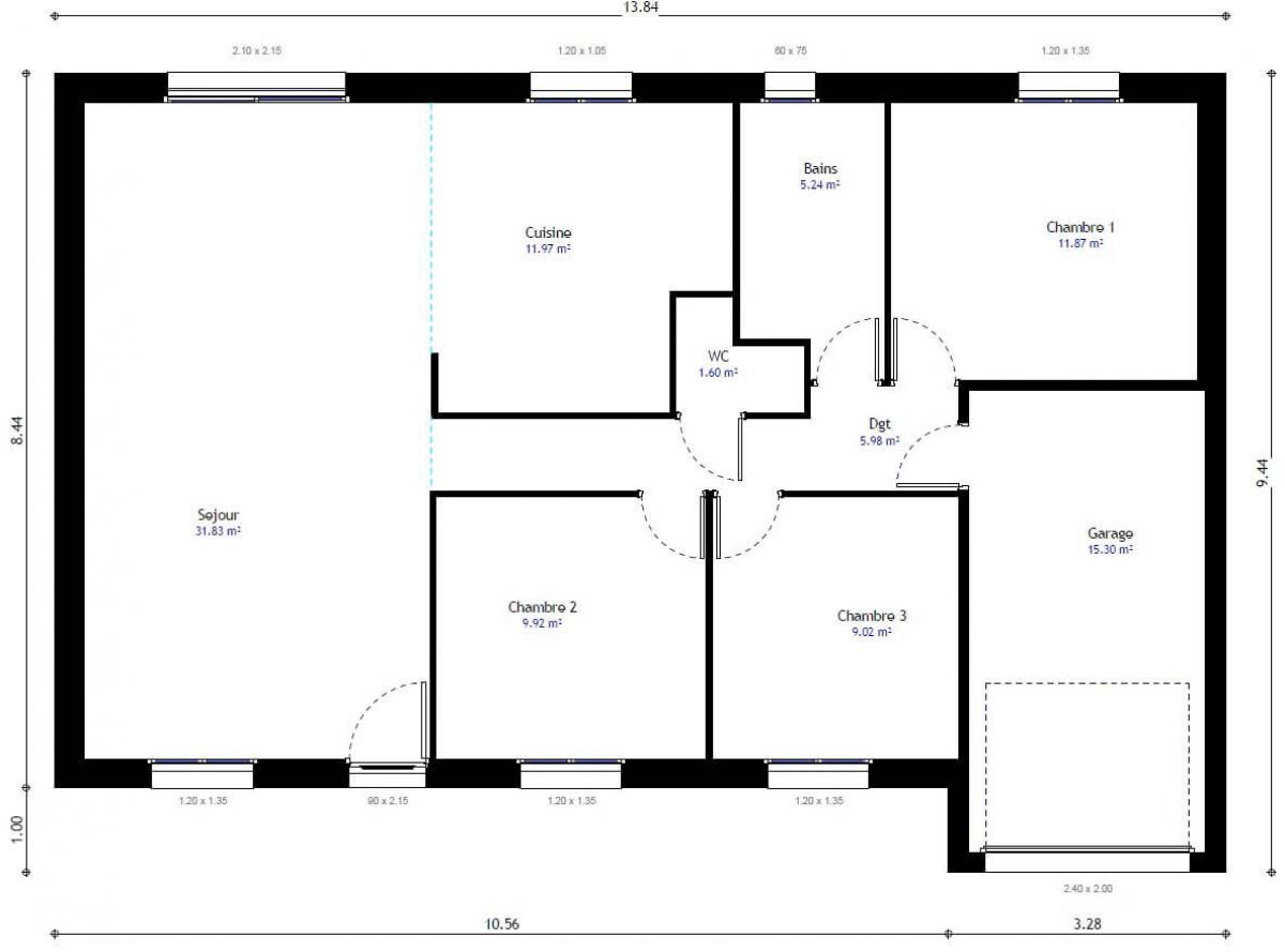 3 Chambres Modèle Habitat Concept 102 Gi