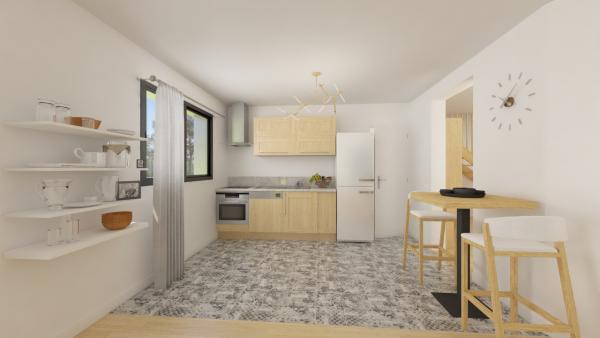 Maison bois à étage 4 chambres traditionnelle - cuisine