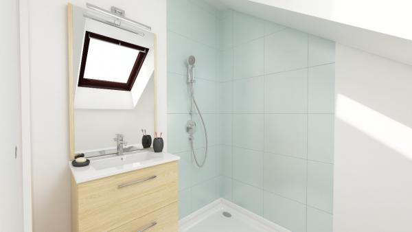 Maison bois à étage 4 chambres traditionnelle - salle de bains 1