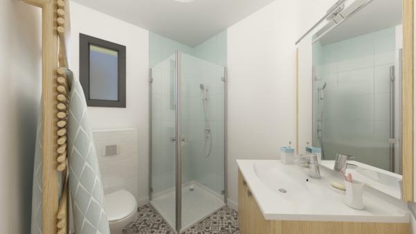 Maison bois à étage 4 chambres traditionnelle - salle de bains 3