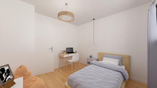 Maison bois cubique R+1 4 chambres contemporaine - chambre 2