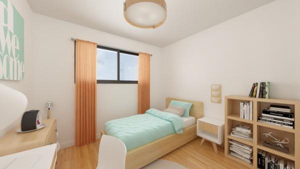 Maison bois cubique R+1 4 chambres contemporaine - chambre 4