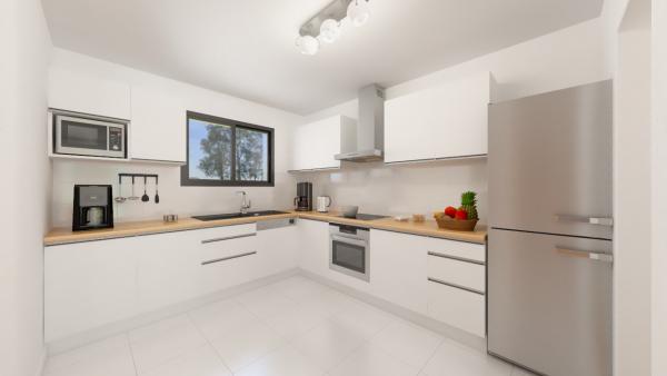 Maison bois cubique R+1 contemporaine - cuisine