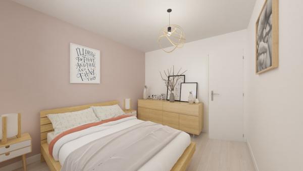 Maison bois plain-pied traditionnelle - chambre