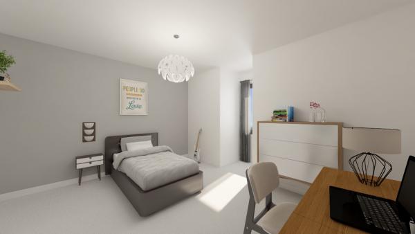 Maison ossature bois à étage contemporaine - chambre 1