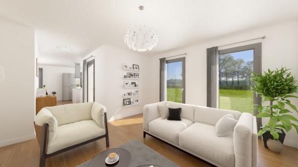 Maison ossature bois à étage contemporaine - séjour