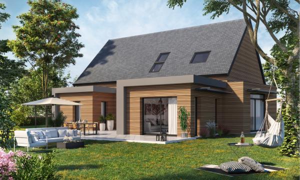 Maison ossature bois à étage traditionnelle - vue arrière