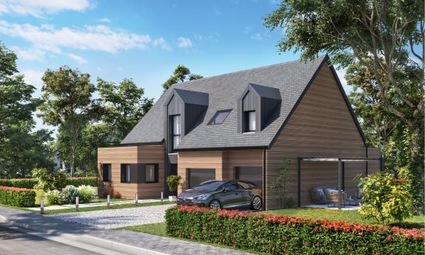 Maison ossature bois à étage traditionnelle - vue avant