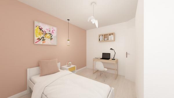 Maison ossature bois plain-pied traditionnelle - chambre