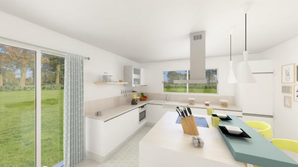 Maison ossature bois plain-pied traditionnelle - cuisine