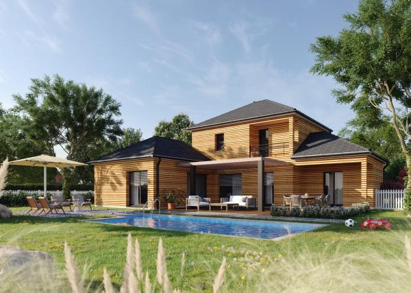 Maison ossature bois R+1 4 chambres - vue arrière