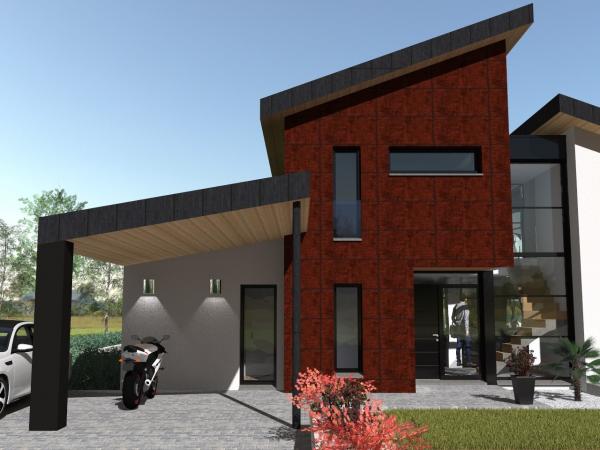 Maison à étage contemporaine d'Architecte - entrée maison