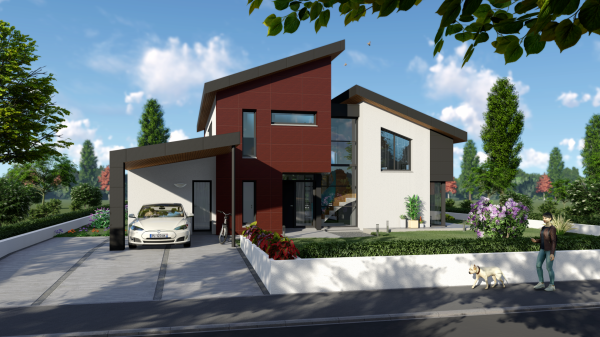 Maison à étage contemporaine d'Architecte - façade avant