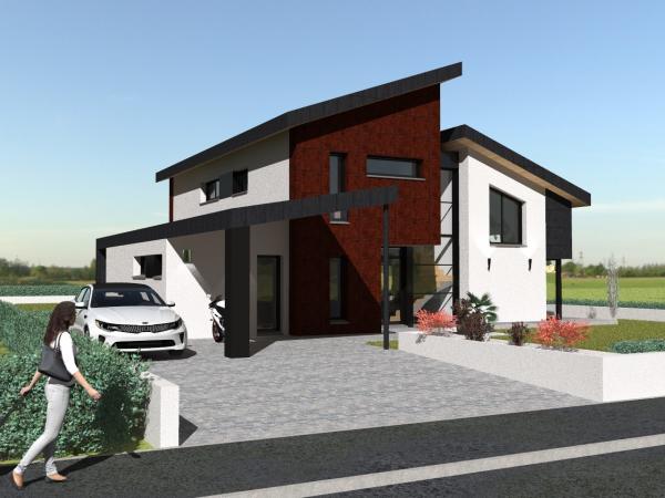 Maison à étage contemporaine d'Architecte - vue depuis la rue