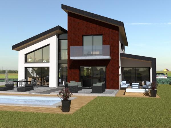 Maison à étage contemporaine d'Architecte - vue depuis le jardin