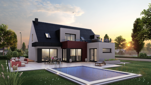 Maison d'Architecte à étage 5 chambres - façade arrière