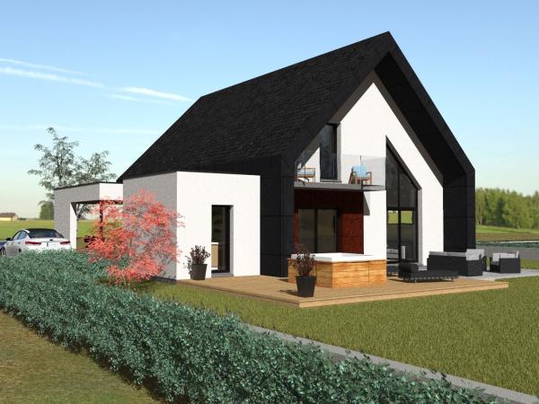 Maison d'Architecte à étage contemporaine - vue depuis jardin