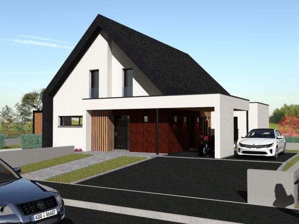 Maison d'Architecte à étage contemporaine - vue depuis la route