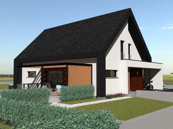 Maison d'Architecte à étage contemporaine - vue jardin