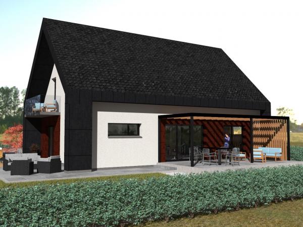 Maison d'Architecte à étage contemporaine - vue vers la terrasse