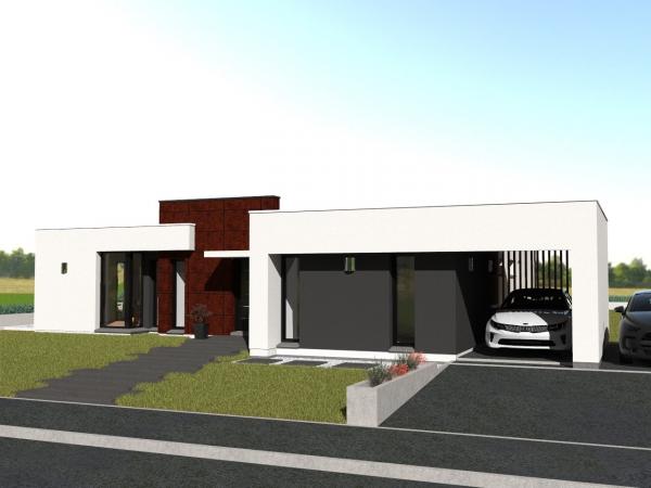 Maison d'Architecte de plain-pied - carport