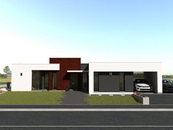 Maison d'Architecte de plain-pied - carport