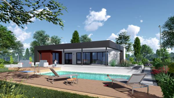 Maison d'Architecte de plain-pied - façade arrière