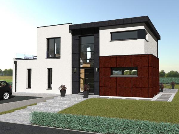 Maison d'Architecte R+1 4 chambres - vue depuis la route
