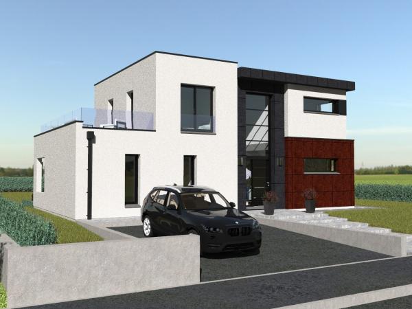 Maison d'Architecte R+1 4 chambres - vue depuis la route