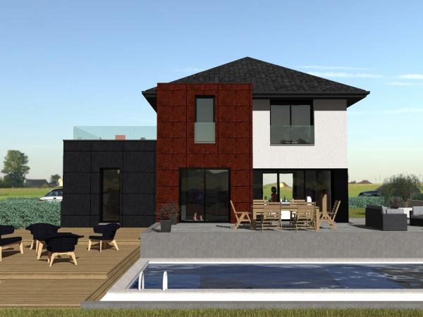 Maison R+1 à étage d'Architecte - vue de dos
