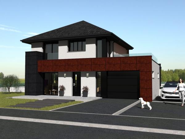 Maison R+1 à étage d'Architecte - vue depuis la route