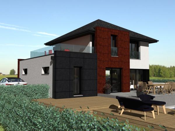 Maison R+1 à étage d'Architecte - vue depuis le jardin