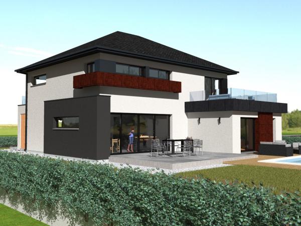 Modèle maison R+1 d'Architecte - arrière