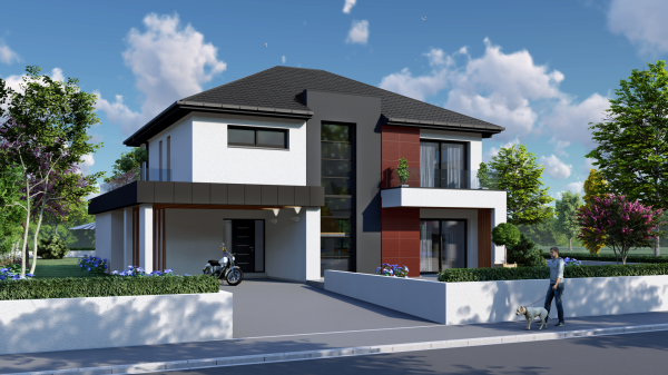 Modèle maison R+1 d'Architecte - façade avant