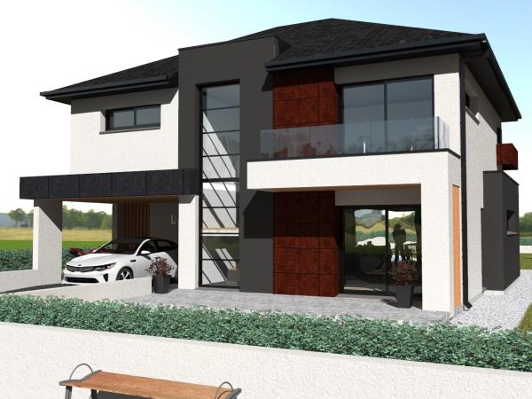 Modèle maison R+1 d'Architecte - vue avant