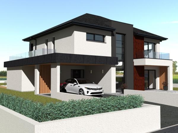 Modèle maison R+1 d'Architecte - vue entrée