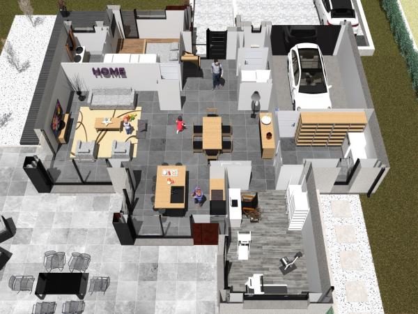 Plan maison d'Architecte à étage 5 chambres - rdc - jardin