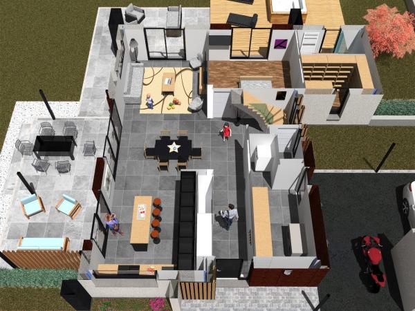 Plan maison d'Architecte à étage contemporaine - façade avant